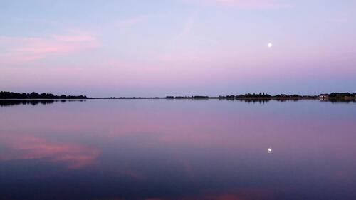 Palic Sunrise with full Moon